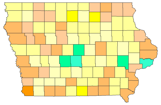 2016 Presidential Republican Caucus - Iowa Election County Map
