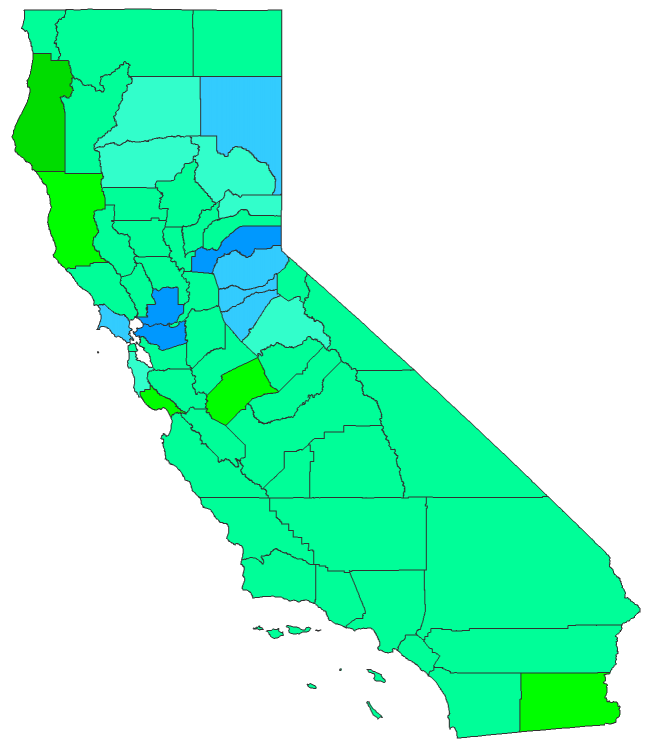 2020 Presidential Democratic Primary - California Election County Map
