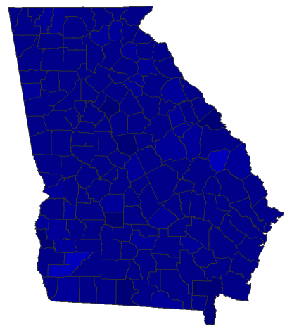 2020 Presidential Democratic Primary - Georgia Election County Map