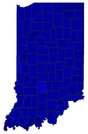 2020 Presidential Democratic Primary - Indiana Election County Map