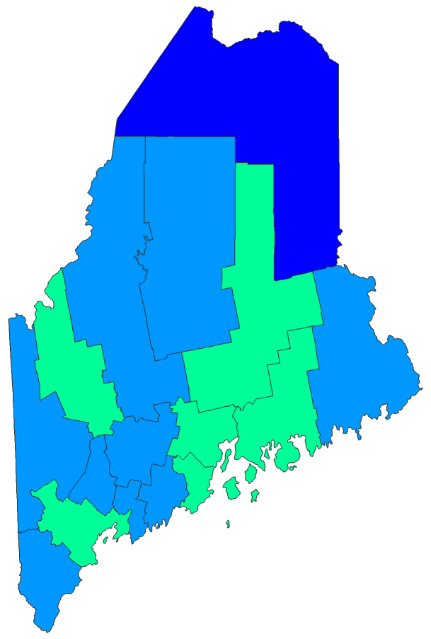 2020 Presidential Democratic Primary - Maine Election County Map