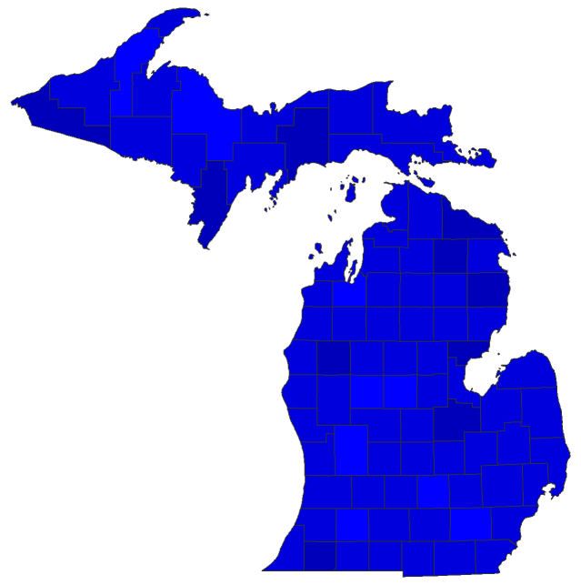 2020 Presidential Democratic Primary - Michigan Election County Map