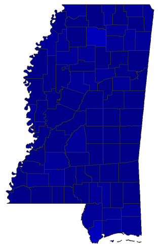 2020 Presidential Democratic Primary - Mississippi Election County Map