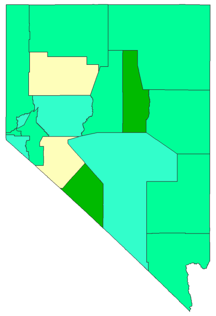2020 Presidential Democratic Caucus - Nevada Election County Map