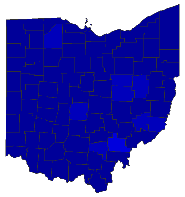 2020 Presidential Democratic Primary - Ohio Election County Map