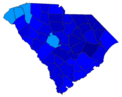 2020 Presidential Democratic Primary - South Carolina Election County Map
