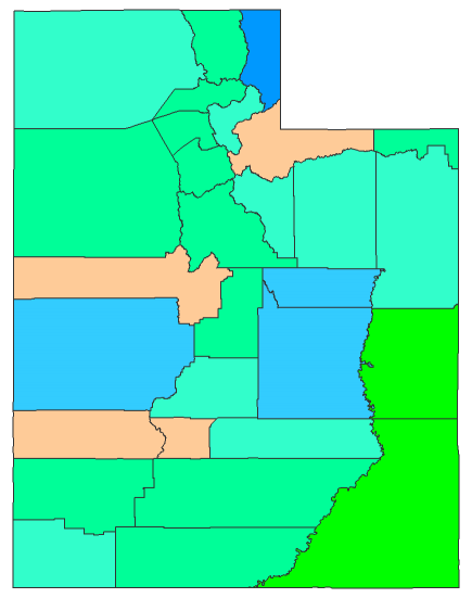 2020 Presidential Democratic Primary - Utah Election County Map