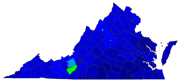 2020 Presidential Democratic Primary - Virginia Election County Map