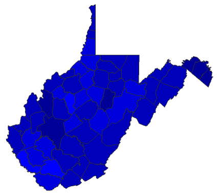 2020 Presidential Democratic Primary - West Virginia Election County Map