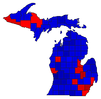 2000 Michigan County Map of General Election Results for Senator