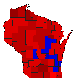 1994 Wisconsin County Map of General Election Results for Senator