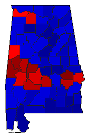 2002 Alabama County Map of General Election Results for Senator