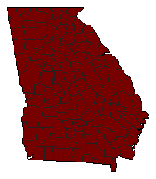 1990 Georgia County Map of General Election Results for Senator