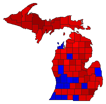 1996 Michigan County Map of General Election Results for Senator