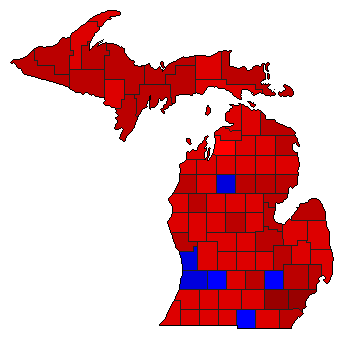 2008 Michigan County Map of General Election Results for Senator
