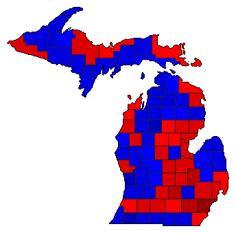 2014 Michigan County Map of General Election Results for Senator