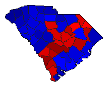 2014 South Carolina County Map of General Election Results for Senator