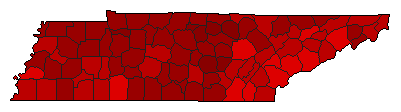1990 Tennessee County Map of General Election Results for Senator
