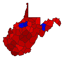 2008 West Virginia County Map of General Election Results for Senator