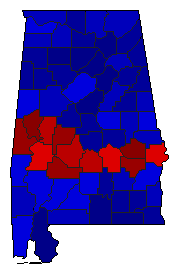2010 Alabama County Map of General Election Results for Senator