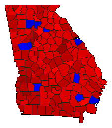 2000 Georgia County Map of General Election Results for Senator