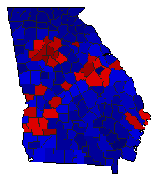 2020 Georgia County Map of General Election Results for Senator