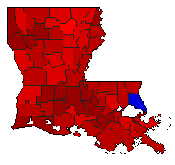 1998 Louisiana County Map of General Election Results for Senator