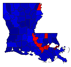 2010 Louisiana County Map of General Election Results for Senator