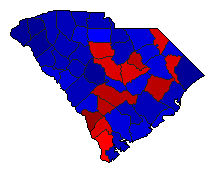 2016 South Carolina County Map of General Election Results for Senator