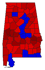 1998 Alabama County Map of General Election Results for Governor