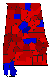 1990 Alabama County Map of General Election Results for Secretary of State