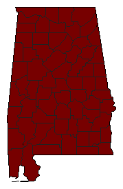 1990 Alabama County Map of General Election Results for State Treasurer