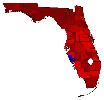 1970 Florida County Map of General Election Results for Comptroller General
