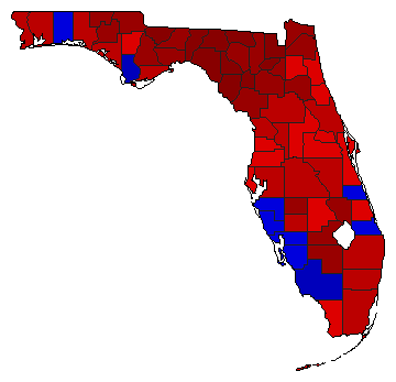 1986 Florida County Map of General Election Results for Comptroller General