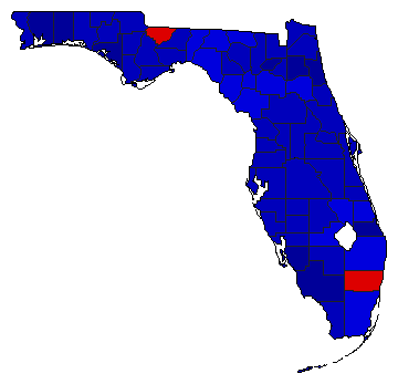 1998 Florida County Map of General Election Results for Comptroller General
