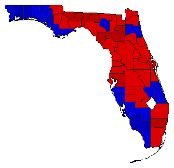 1986 Florida County Map of General Election Results for Senator
