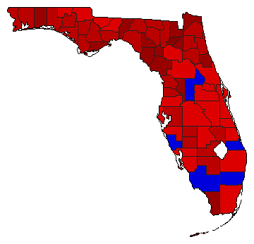 1964 Florida County Map of General Election Results for Governor