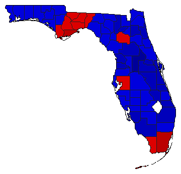 1966 Florida County Map of General Election Results for Governor