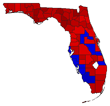 1982 Florida County Map of General Election Results for Secretary of State