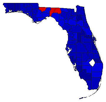 1988 Florida County Map of General Election Results for Secretary of State