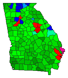1968 Georgia County Map of General Election Results for President