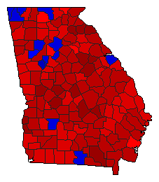 1980 Georgia County Map of General Election Results for President