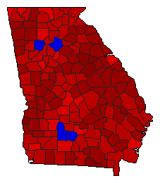 1990 Georgia County Map of General Election Results for Agriculture Commissioner