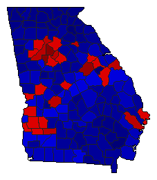 2018 Georgia County Map of General Election Results for Agriculture Commissioner
