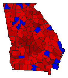 1972 Georgia County Map of General Election Results for Senator