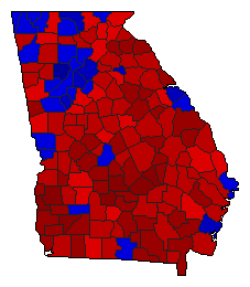 1980 Georgia County Map of General Election Results for Senator