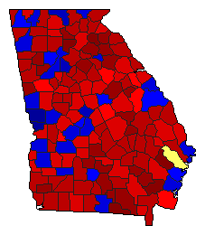1966 Georgia County Map of General Election Results for Governor