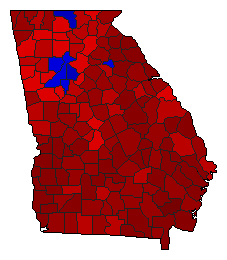 1970 Georgia County Map of General Election Results for Governor