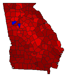 1974 Georgia County Map of General Election Results for Governor