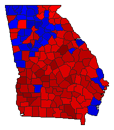 1998 Georgia County Map of General Election Results for Governor